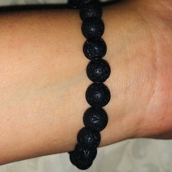 BUDDHA LAVA STONE BRACELET FOR WOMEN/MEN BLACK New - Picture 3 of 3